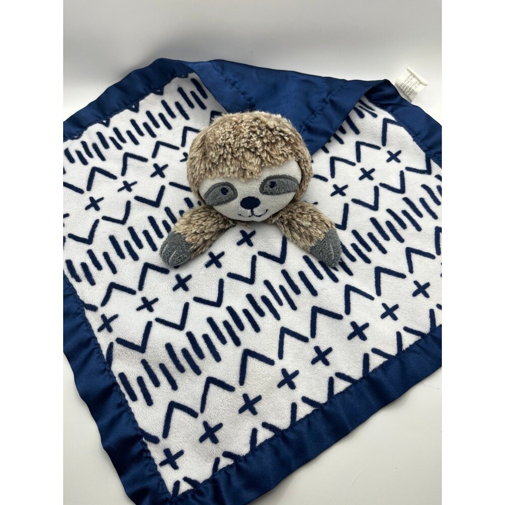 Cloud Island Sloth Baby Lovey Security Blanket Blue White Lovey